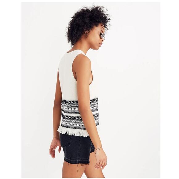 Madewell Villagrove Sweater Fringed Tank in Bright Ivory  - Size XS - Picture 10 of 16